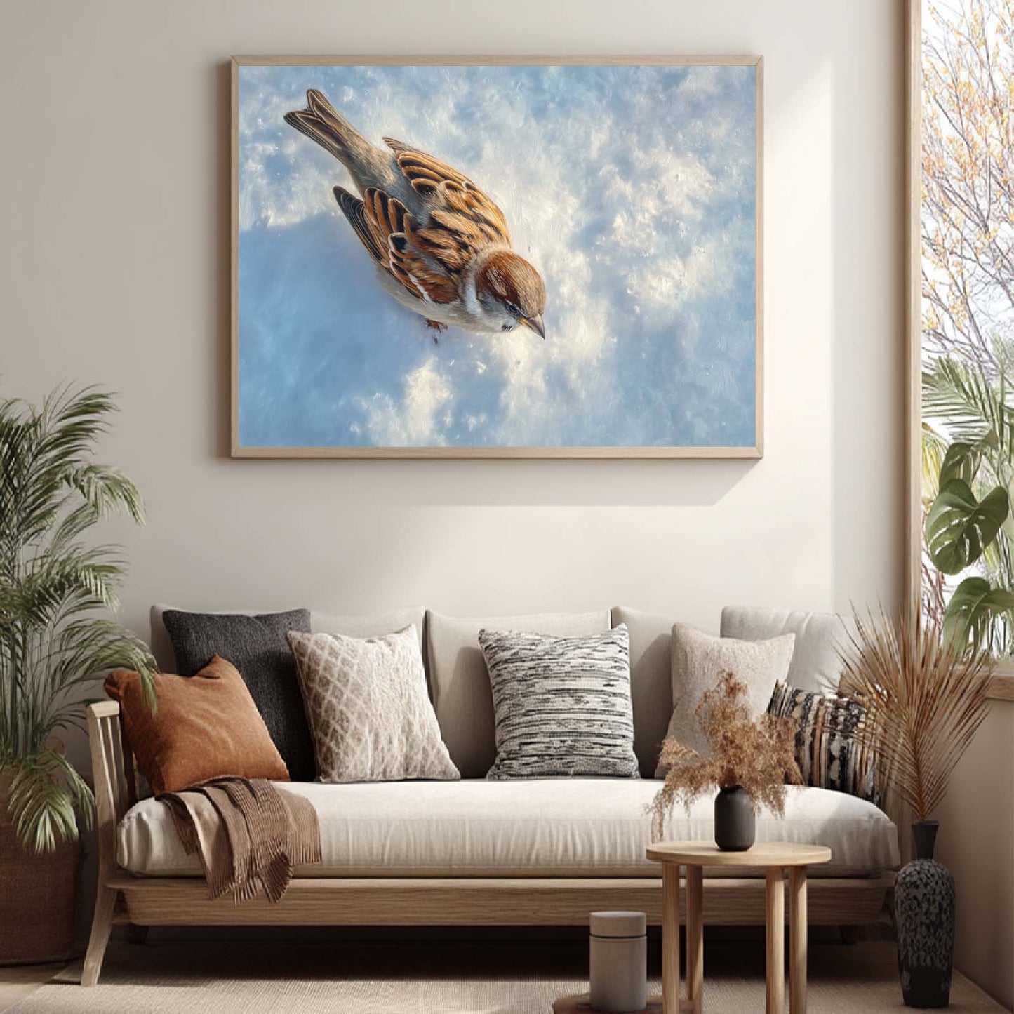 Abstract Winter Snowy Bird