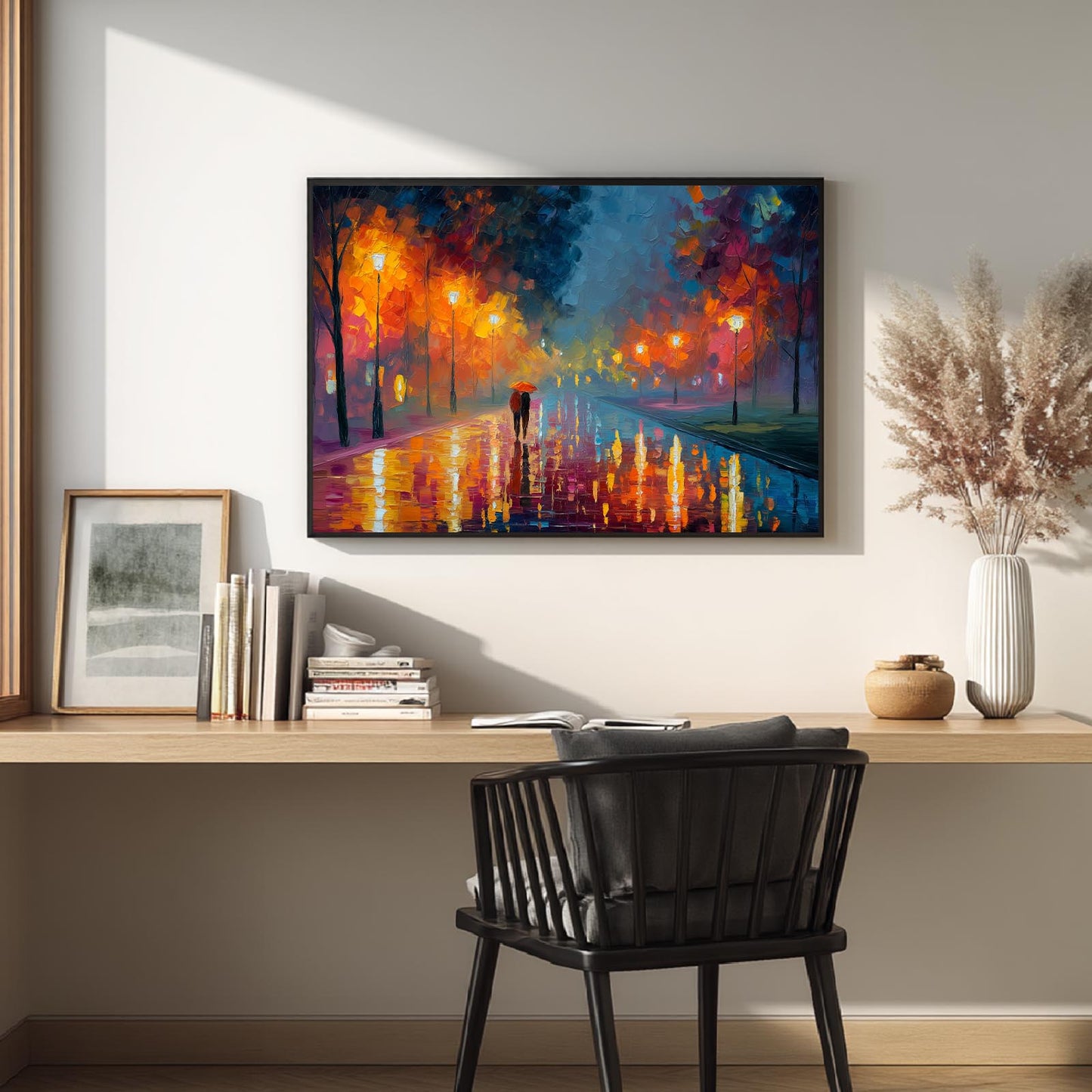 Abstract Romantic Couple Rainy Night