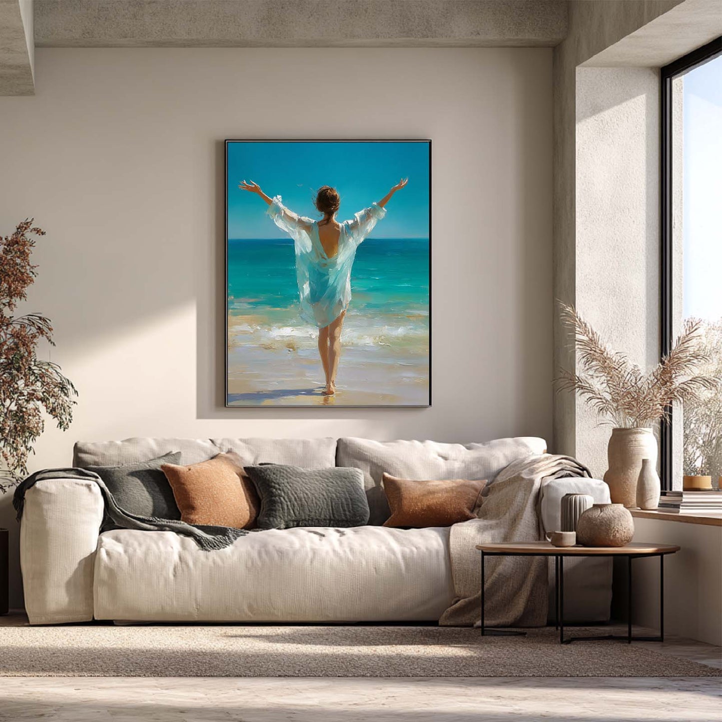 Abstract Landscape Beautiful Girl Canvas Painting – Wall Art for Living Room Bedroom Decoration, Poster Print, Frameless