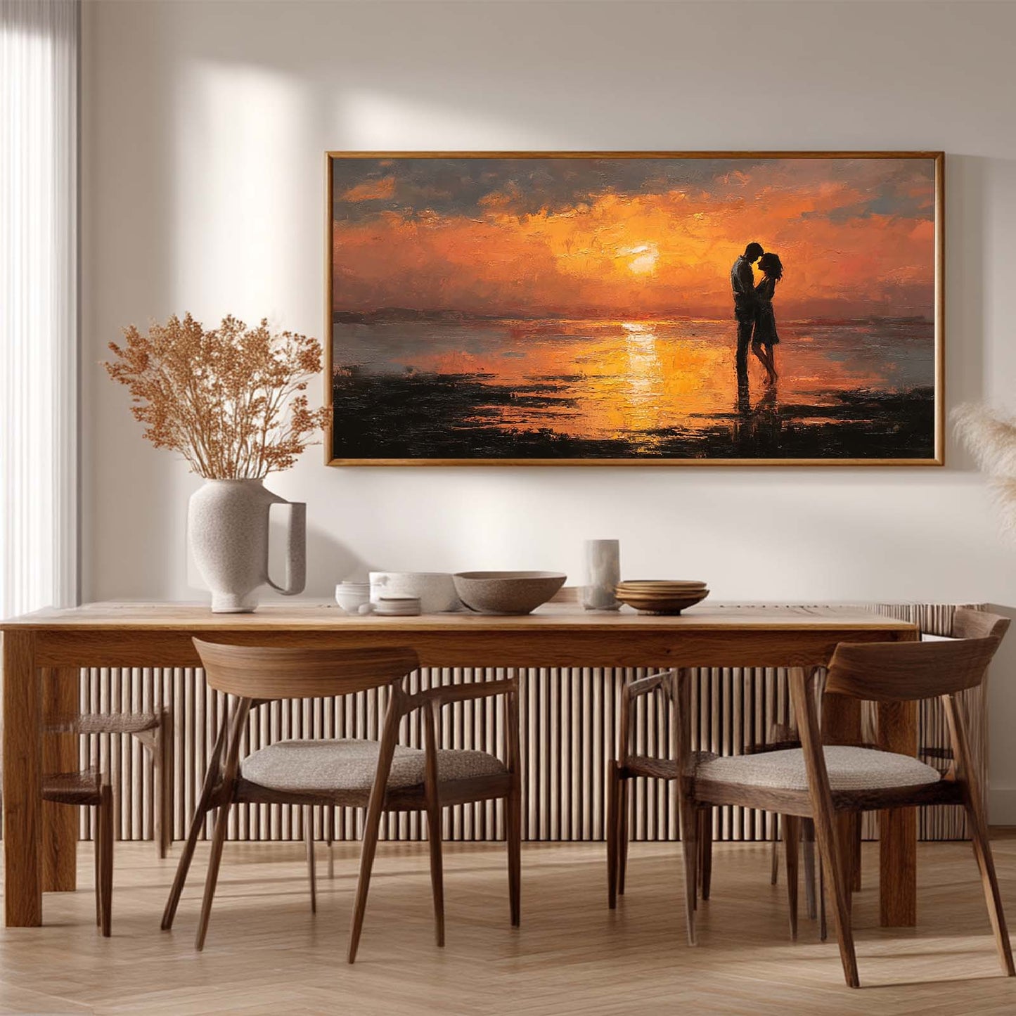 Abstract Sunset Landscape Couple Canvas Painting Wall Art for Living Room Bedroom Decoration, Poster Print, Frameless