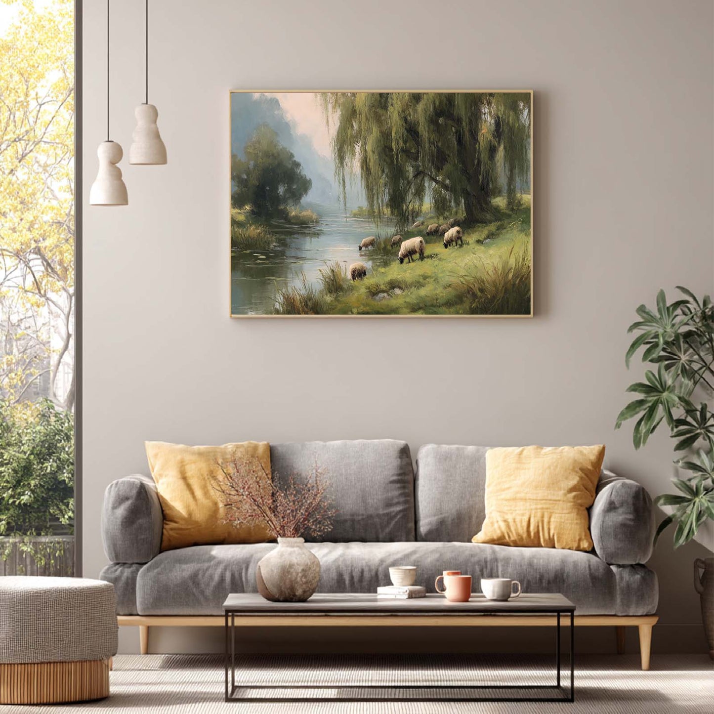 Vintage Oil Painting Sheep
