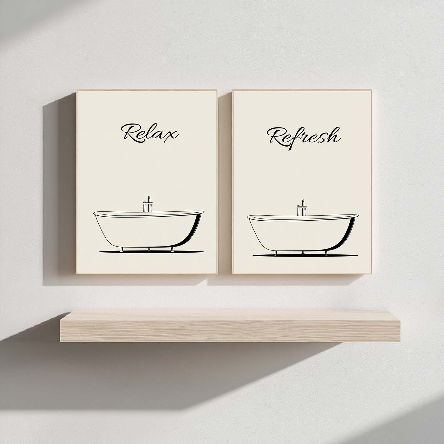 Modern Black and White Relax Canvas Paintin Wall Art for Bathroom Decoration, Poster Print, Frameless